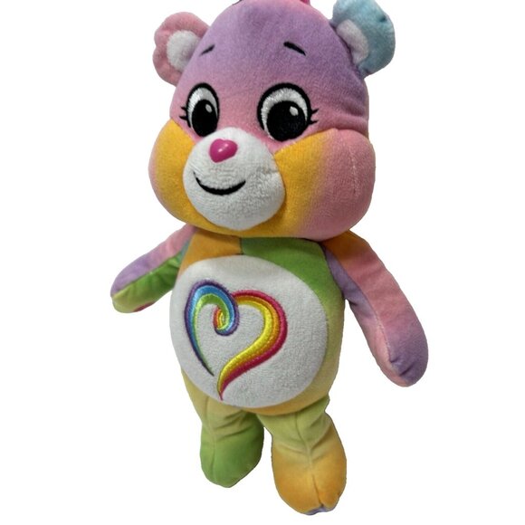 10" Rainbow Heart Care Bear Plush Stuffy Stuffed Bear, Colourful Heart Love, GUC - Picture 6 of 8